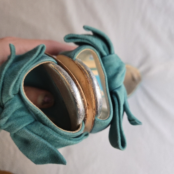 Tiziano Zorzan Teal Suede Bow Stiletto Pumps eu 40 us 9.5 Party Evening - Picture 14 of 14